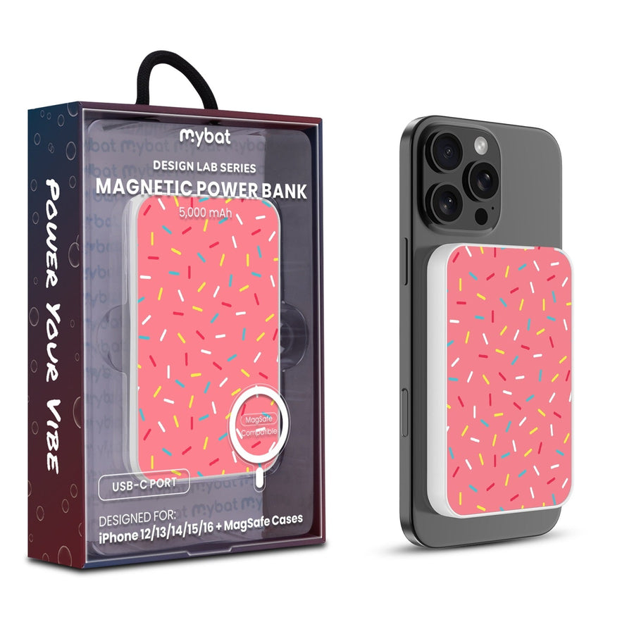 MyBat Design Lab 5000mAh Magnetic Wireless Power Bank - White - Sprinkles