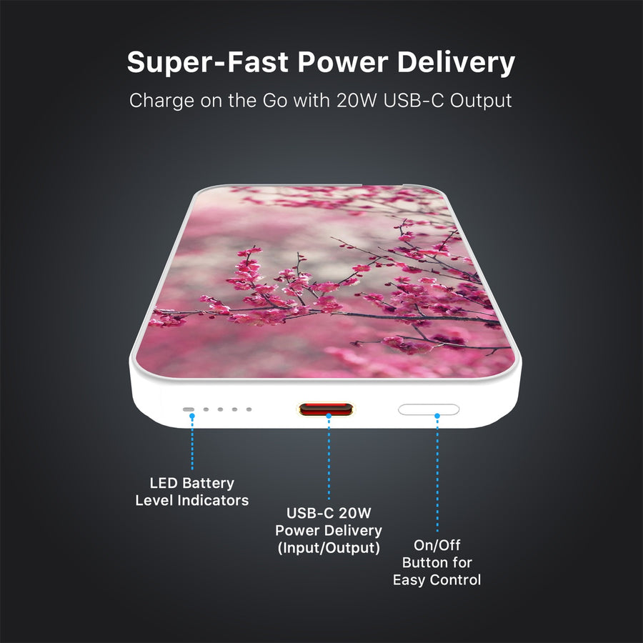 MyBat Design Lab 5000mAh Magnetic Wireless Power Bank - White - Sakura Blooms - MPBBAT132-WH-132-7.jpg