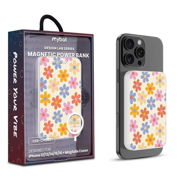 MyBat Design Lab 5000mAh Magnetic Wireless Power Bank - White - Retro Daisies - MPBBAT132-WH-137-1.jpg