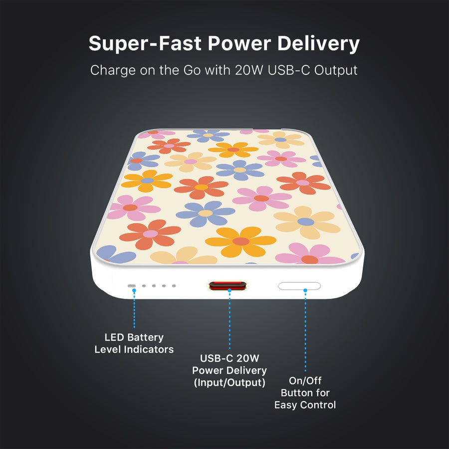 MyBat Design Lab 5000mAh Magnetic Wireless Power Bank - White - Retro Daisies - MPBBAT132-WH-137-7.jpg