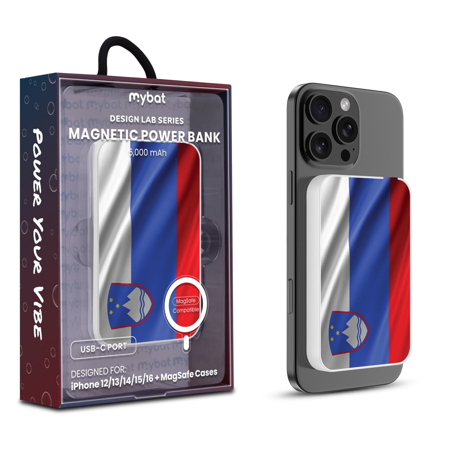 MyBat Design Lab 5000mAh Magnetic Wireless Power Bank - White - Slovenia Flag - MPBBAT132-WH-158-1.jpg