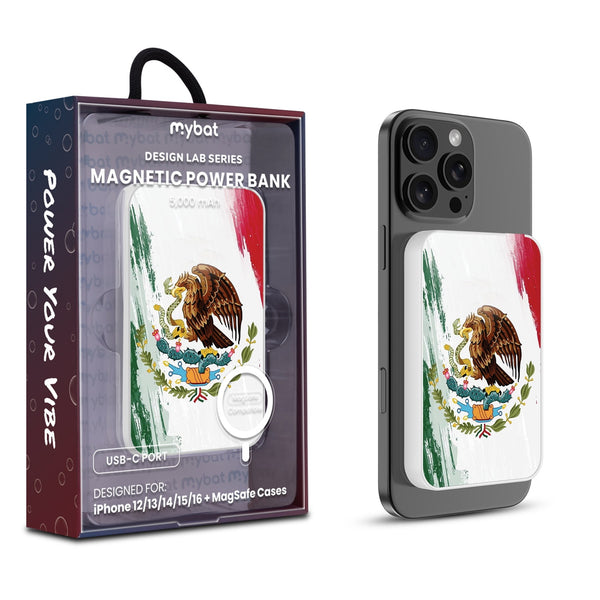 MyBat Design Lab 5000mAh Magnetic Wireless Power Bank - White - Bandera de México - MPBBAT132-WH-174-1.jpg