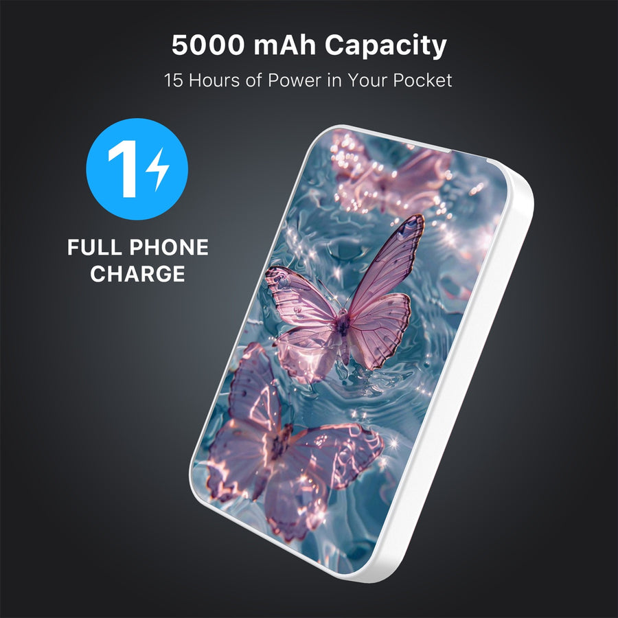 MyBat Design Lab 5000mAh Magnetic Wireless Power Bank - White - Floating Butterflies - MPBBAT132-WH-180-8.jpg