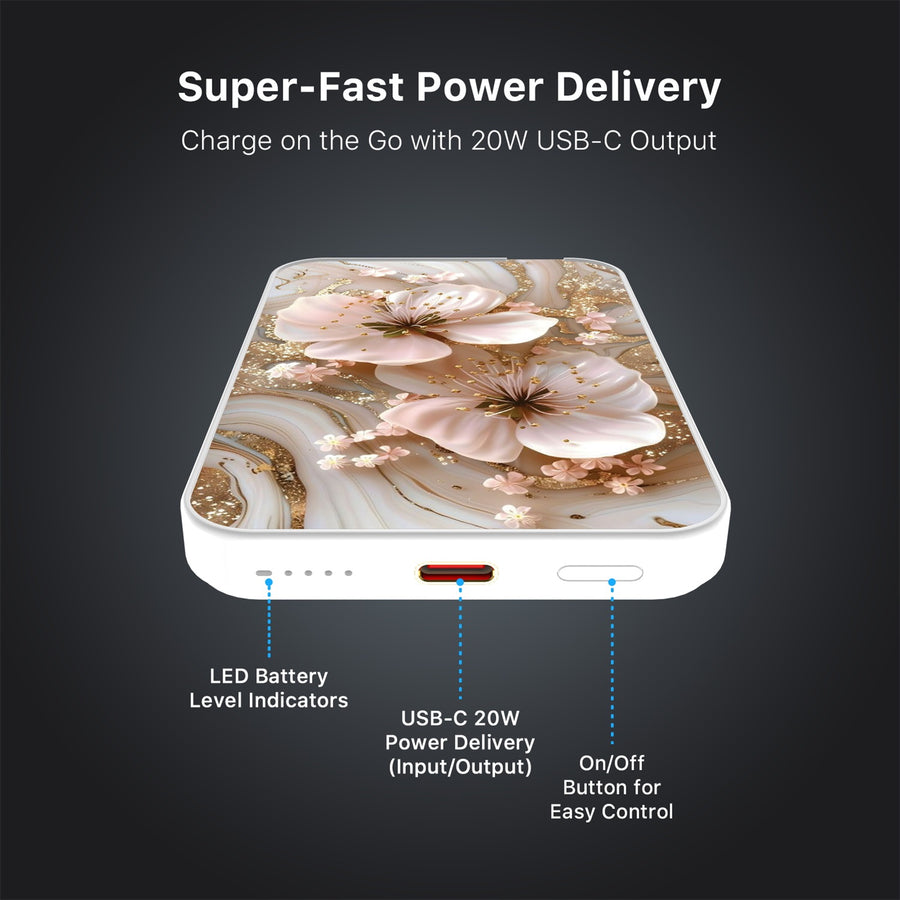 MyBat Design Lab 5000mAh Magnetic Wireless Power Bank - White - Golden Petal Glow - MPBBAT132-WH-186-7.jpg