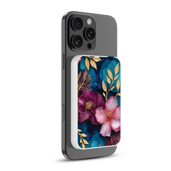 MyBat Design Lab 5000mAh Magnetic Wireless Power Bank - White - Gilded Petals - MPBBAT132-WH-188-2.jpg