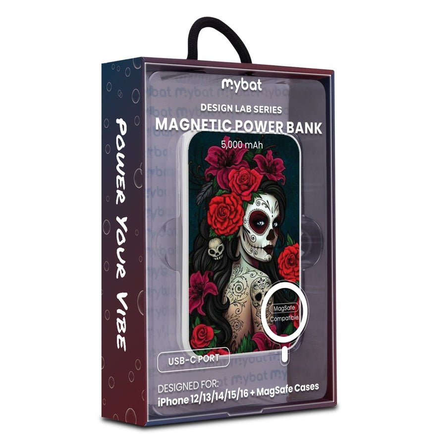 MyBat Design Lab 5000mAh Magnetic Wireless Power Bank - White - Lady Of The Dead