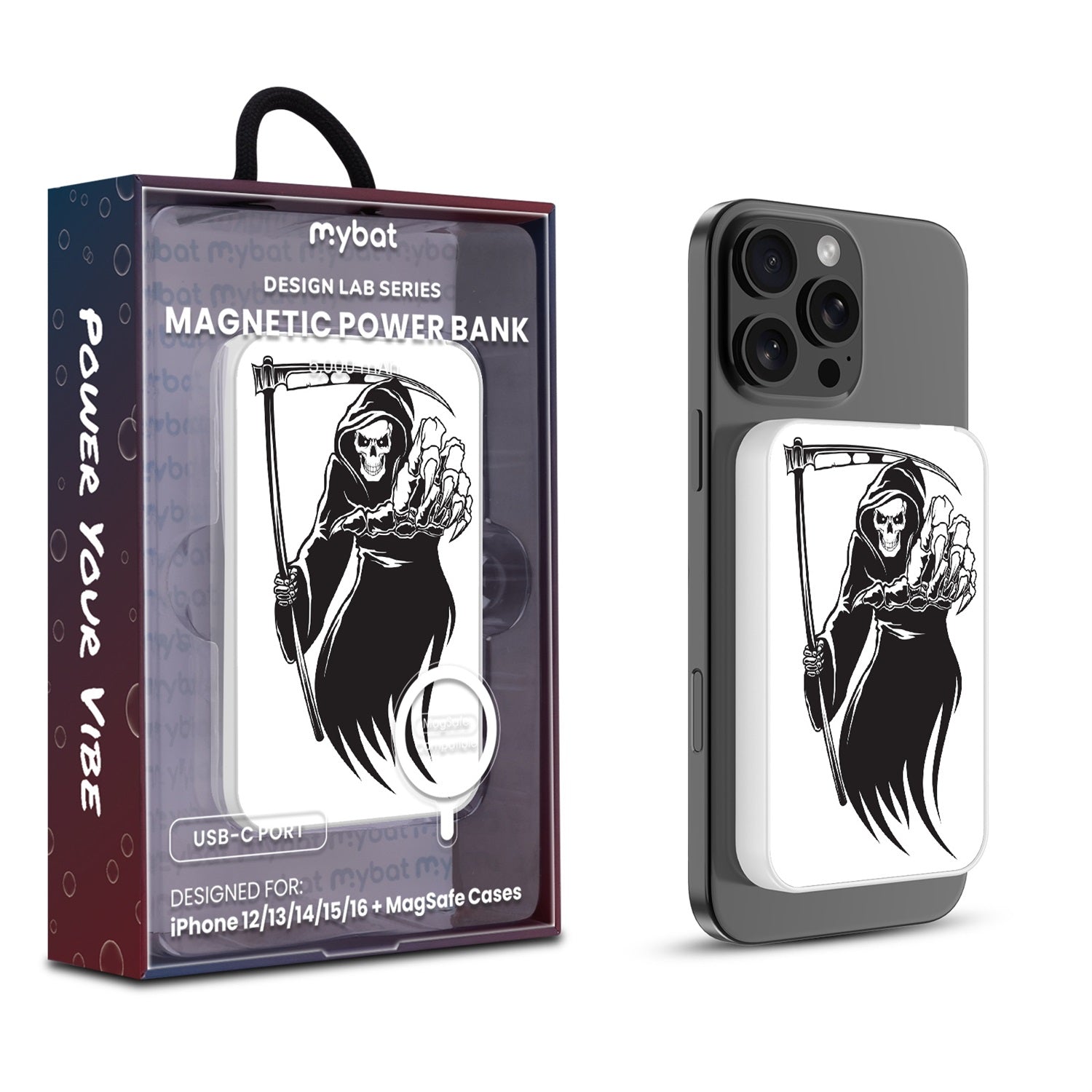 MyBat Design Lab 5000mAh Magnetic Wireless Power Bank - White - Grim Reaper - MPBBAT132-WH-240-1.jpg