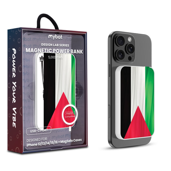 MyBat Design Lab 5000mAh Magnetic Wireless Power Bank - White - Palestine Flag - MPBBAT132-WH-306-1.jpg