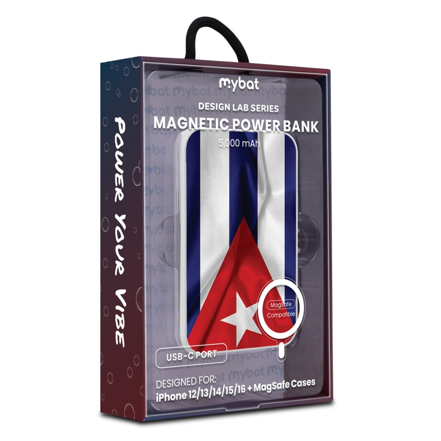 MyBat Design Lab 5000mAh Magnetic Wireless Power Bank - White - Cuba Flag