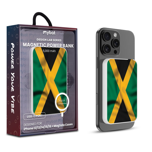 MyBat Design Lab 5000mAh Magnetic Wireless Power Bank - White - Jamaica Flag - MPBBAT132-WH-310-1.jpg