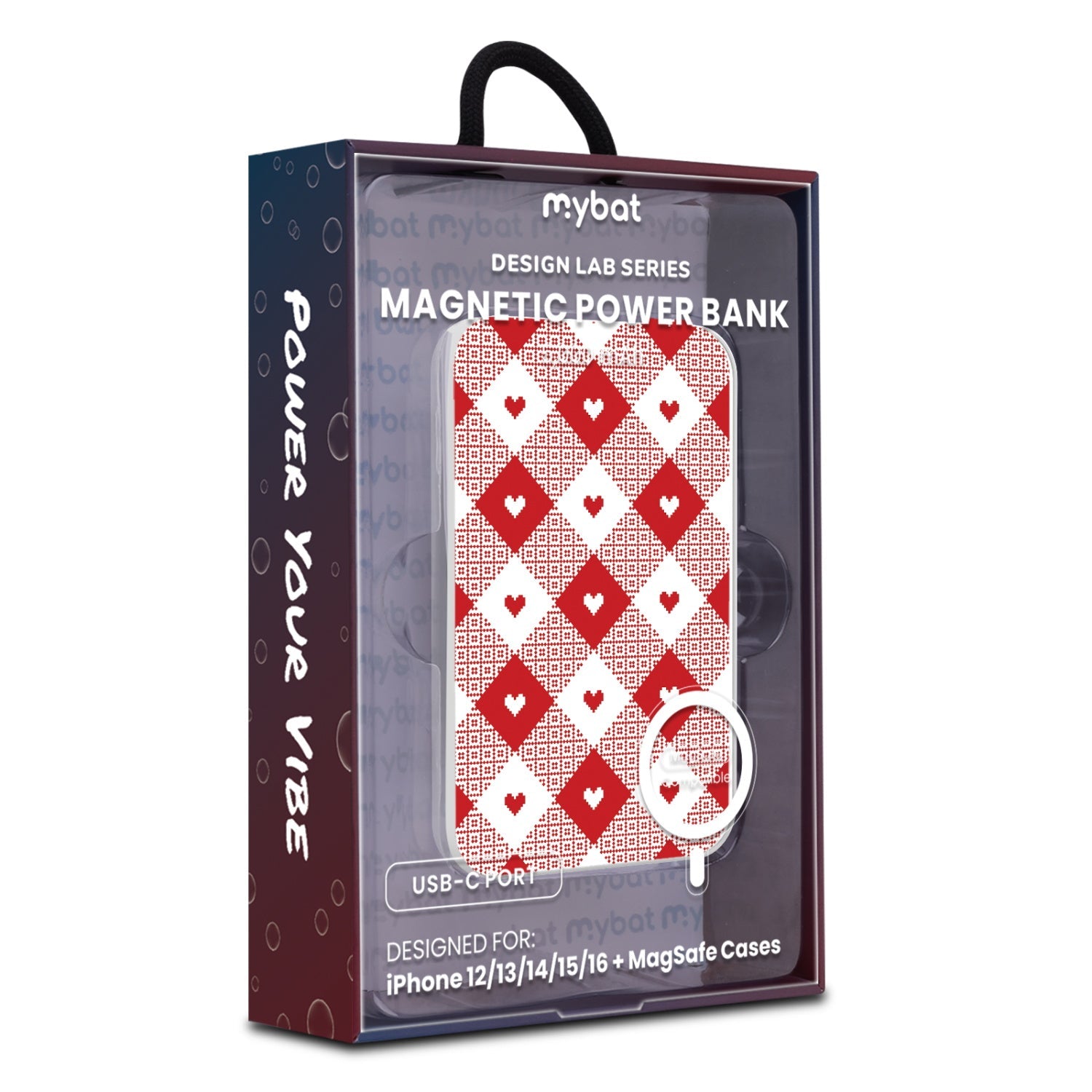 MyBat Design Lab 5000mAh Magnetic Wireless Power Bank - White - Knit with Love