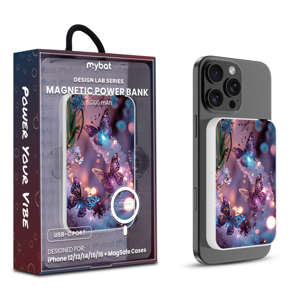 MyBat Design Lab 5000mAh Magnetic Wireless Power Bank - White - Magical Butterflies - MPBBAT132-WH-349-1.jpg
