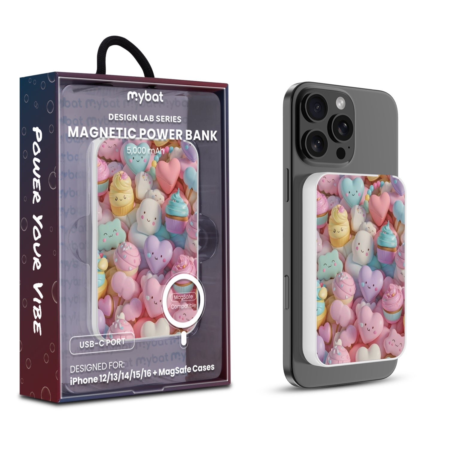 MyBat Design Lab 5000mAh Magnetic Wireless Power Bank - White - Candy Love - MPBBAT132-WH-354-1.jpg