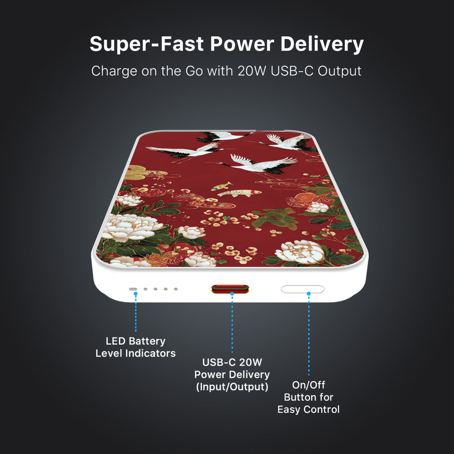 MyBat Design Lab 5000mAh Magnetic Wireless Power Bank - White - Crane and Koi Fish - MPBBAT132-WH-391-7.jpg