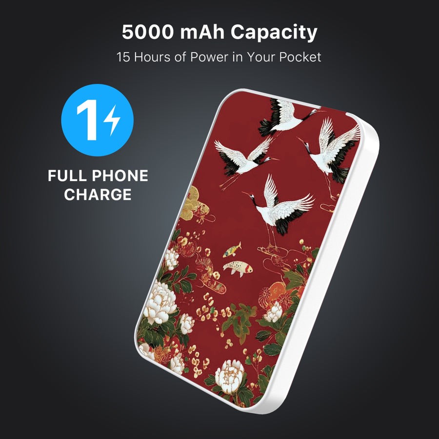 MyBat Design Lab 5000mAh Magnetic Wireless Power Bank - White - Crane and Koi Fish - MPBBAT132-WH-391-8.jpg