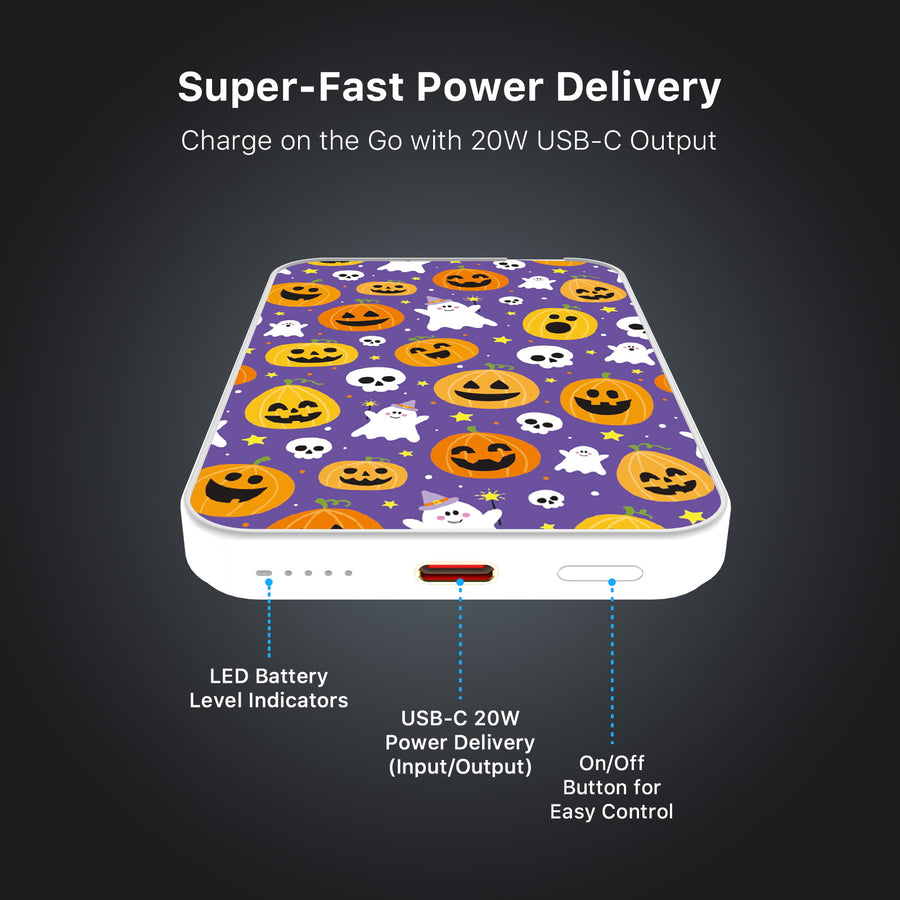 MyBat Design Lab 5000mAh Magnetic Wireless Power Bank - White - Pumpkin Party - MPBBAT132-WH-404-7.jpg