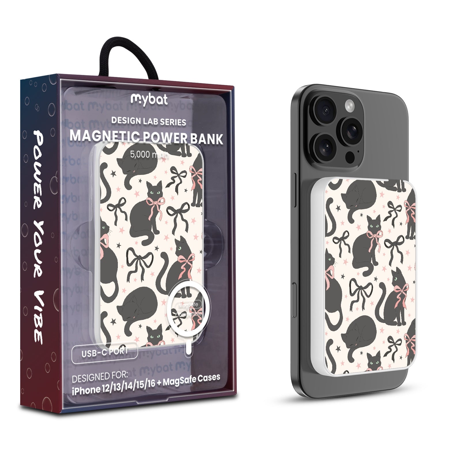 MyBat Design Lab 5000mAh Magnetic Wireless Power Bank - White - Coquette Cat - MPBBAT132-WH-410-1.jpg
