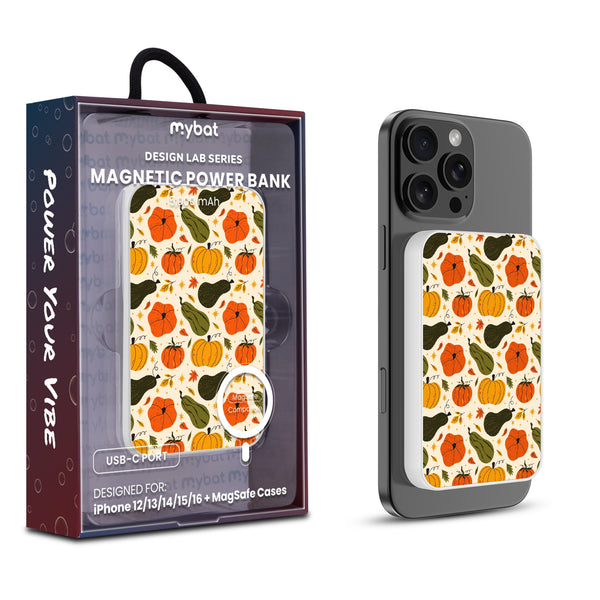 MyBat Design Lab 5000mAh Magnetic Wireless Power Bank - White - Harvest Gourds - MPBBAT132-WH-430-1.jpg