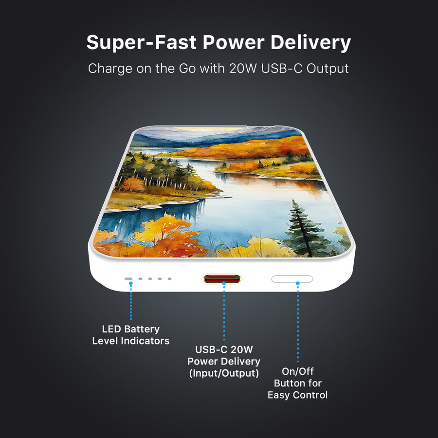 MyBat Design Lab 5000mAh Magnetic Wireless Power Bank - White - Impressionist Foliage - MPBBAT132-WH-452-7.jpg