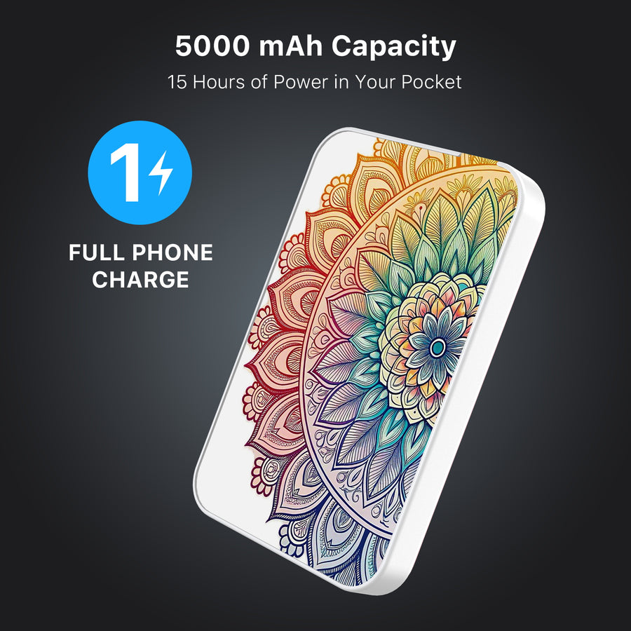MyBat Design Lab 5000mAh Magnetic Wireless Power Bank - White - Rainbow Mandala - MPBBAT132-WH-457-8.jpg