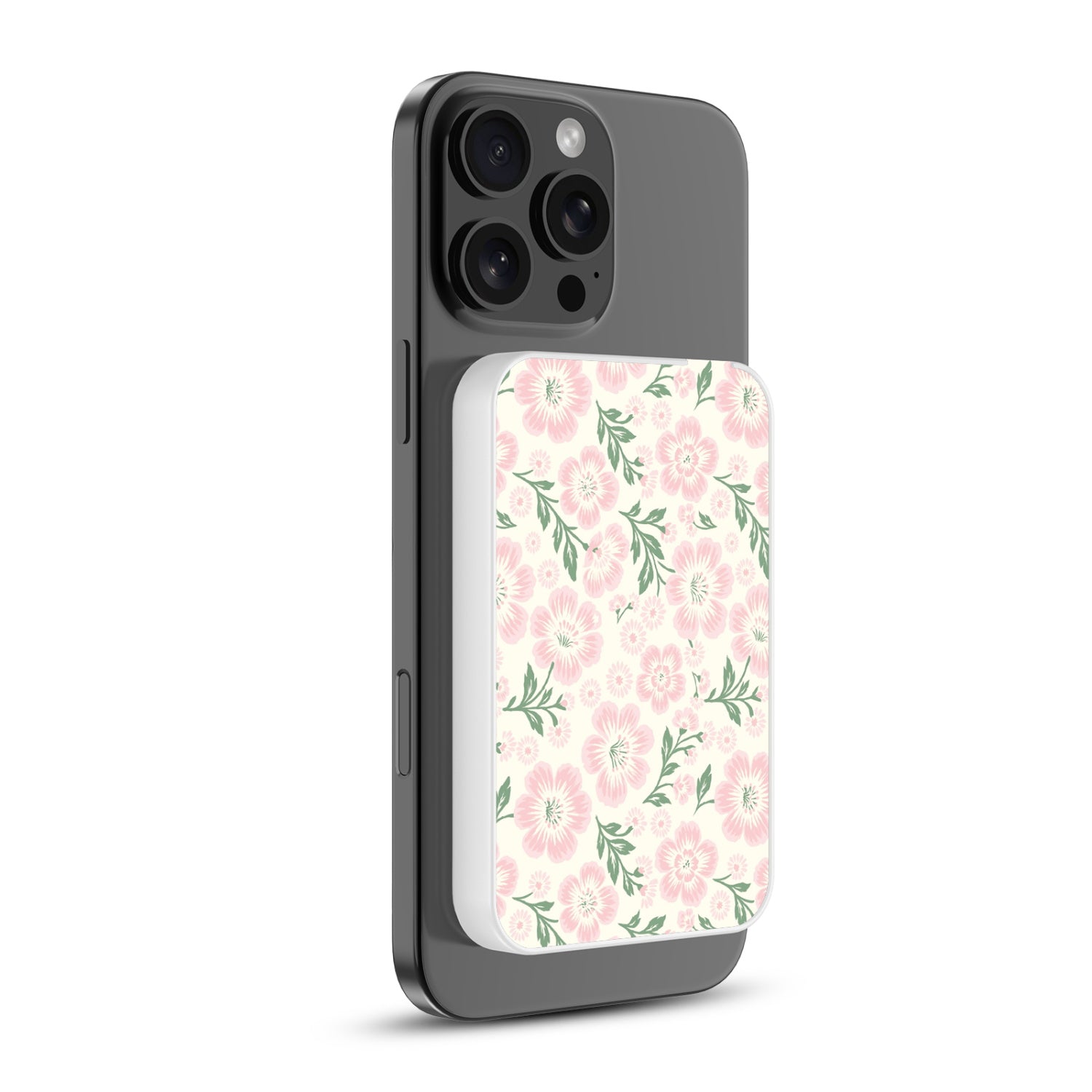 MyBat Design Lab 5000mAh Magnetic Wireless Power Bank - White - Pink Posies - MPBBAT132-WH-473-2.jpg