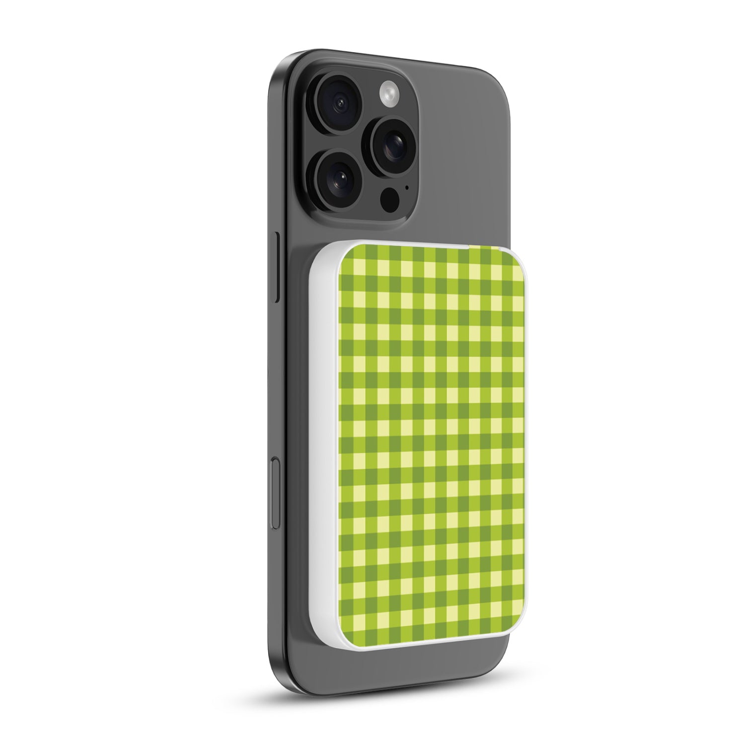MyBat Design Lab 5000mAh Magnetic Wireless Power Bank - White - Green Gingham - MPBBAT132-WH-476-2.jpg