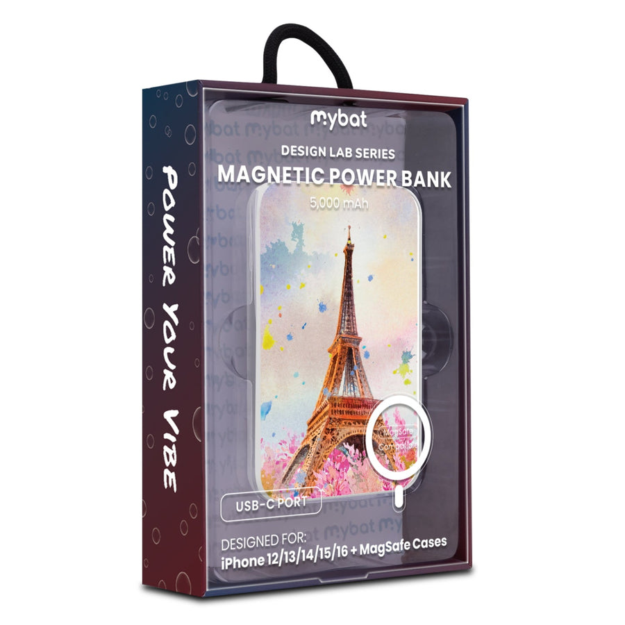 MyBat Design Lab 5000mAh Magnetic Wireless Power Bank - White - Spring in Paris