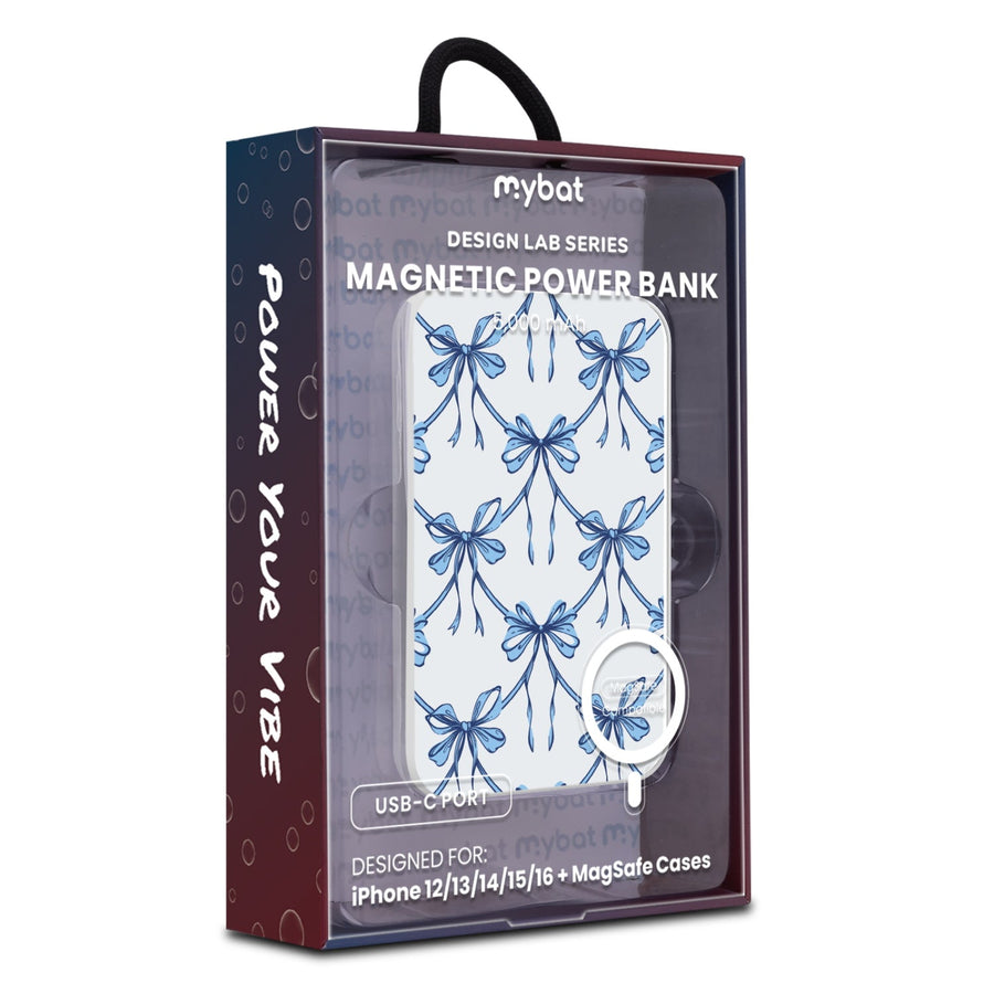 MyBat Design Lab 5000mAh Magnetic Wireless Power Bank - White - Blue Ribbon
