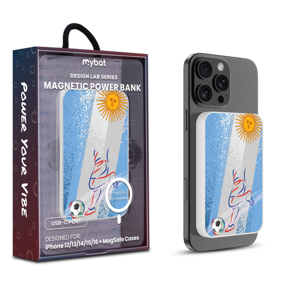 MyBat Design Lab 5000mAh Magnetic Wireless Power Bank - White – Argentina Soccer - MPBBAT132-WH-508-1.jpg