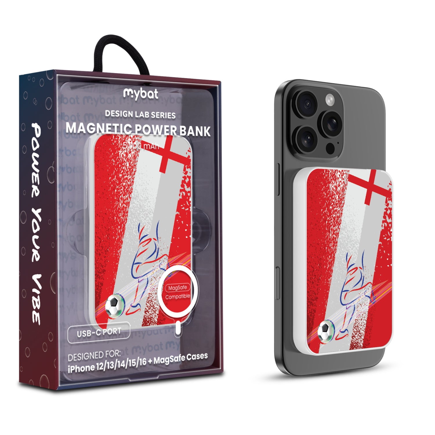 MyBat Design Lab 5000mAh Magnetic Wireless Power Bank - White – England Soccer - MPBBAT132-WH-510-1.jpg