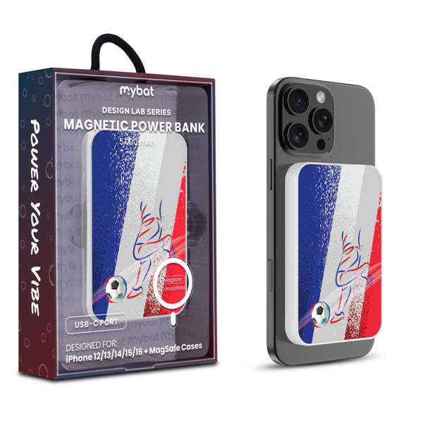 MyBat Design Lab 5000mAh Magnetic Wireless Power Bank - White – France Soccer - MPBBAT132-WH-511-1.jpg