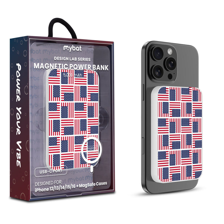 MyBat Design Lab 5000mAh Magnetic Wireless Power Bank - White – Flag Patchwork - MPBBAT132-WH-519.JPG