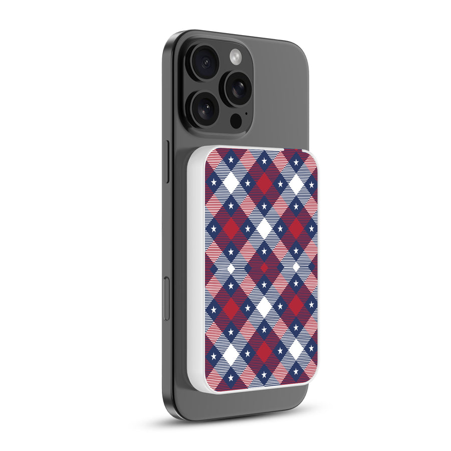 MyBat Design Lab 5000mAh Magnetic Wireless Power Bank - White – Americana Plaid - MPBBAT132-WH-523-1.JPG