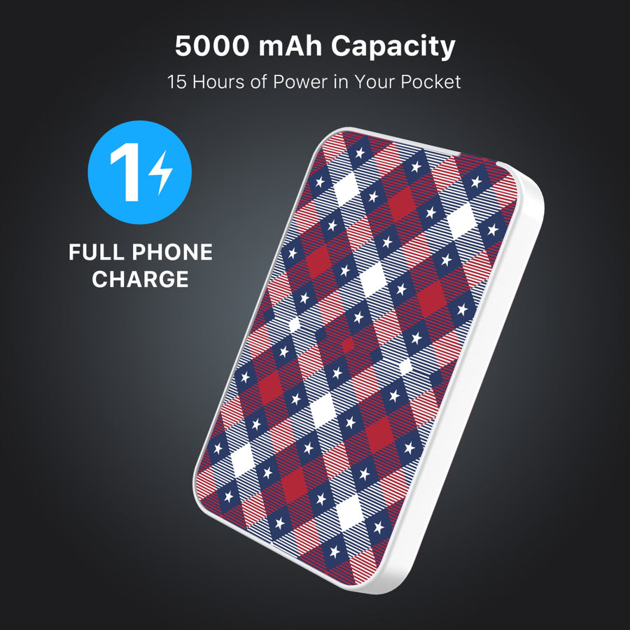 MyBat Design Lab 5000mAh Magnetic Wireless Power Bank - White – Americana Plaid - MPBBAT132-WH-523-7.JPG