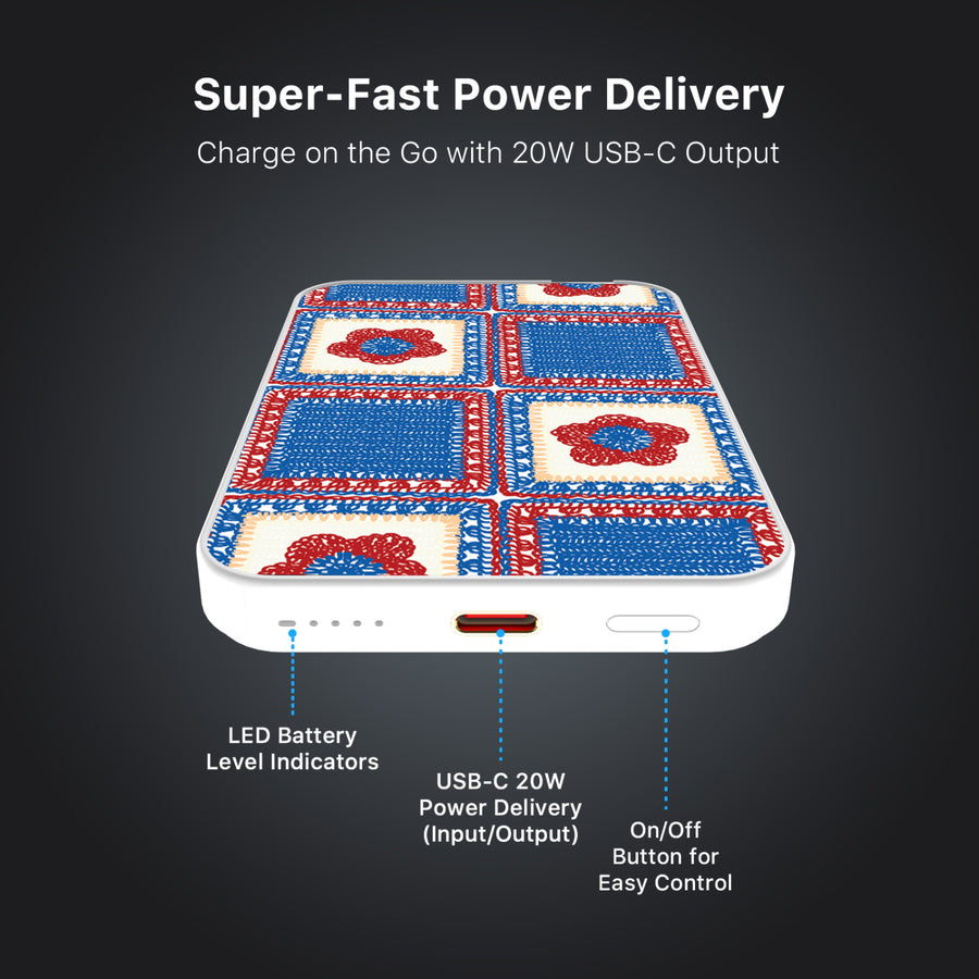 MyBat Design Lab 5000mAh Magnetic Wireless Power Bank - White – All American Quilt - MPBBAT132-WH-524-6.JPG
