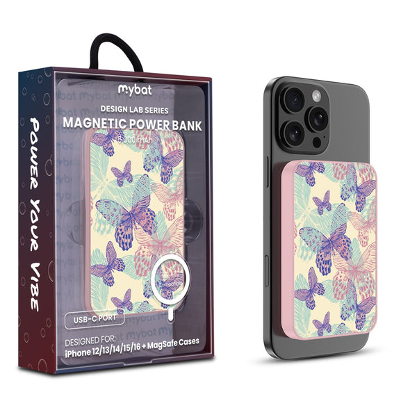 MyBat Design Lab 5000mAh Magnetic Wireless Power Bank - Pink - Butterflies - MPBBAT133-PK-019-1.jpg