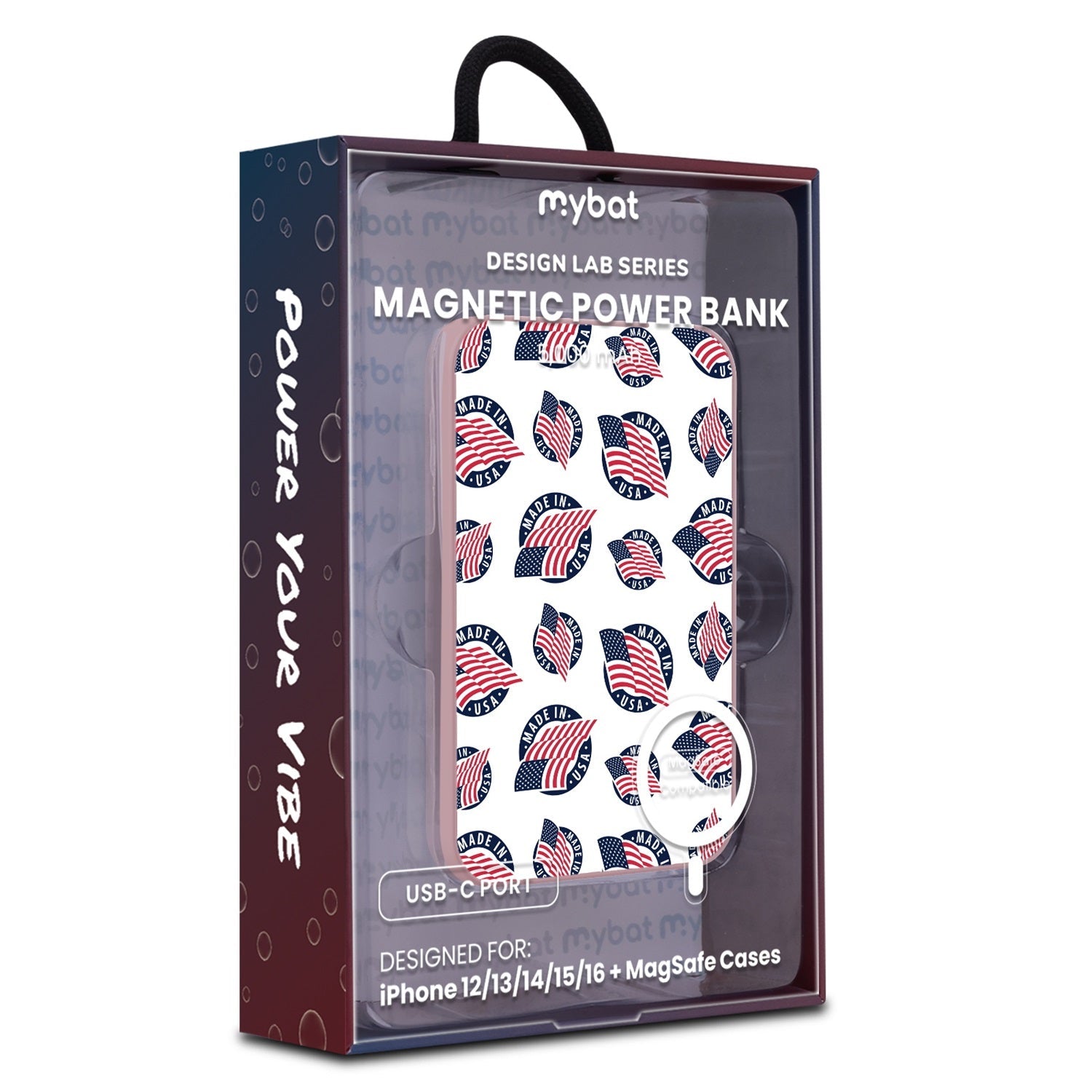 MyBat Design Lab 5000mAh Magnetic Wireless Power Bank - Pink - Made in the USA