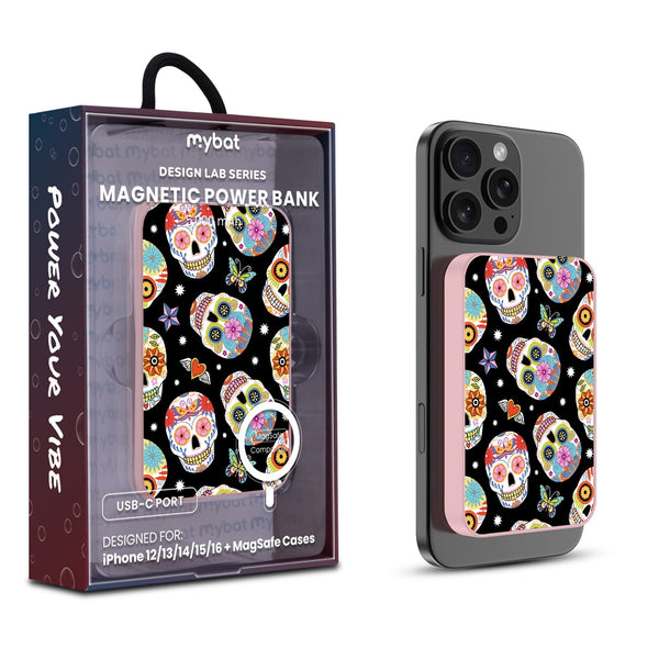 MyBat Design Lab 5000mAh Magnetic Wireless Power Bank - Pink - Day of the Dead - MPBBAT133-PK-056-1.jpg