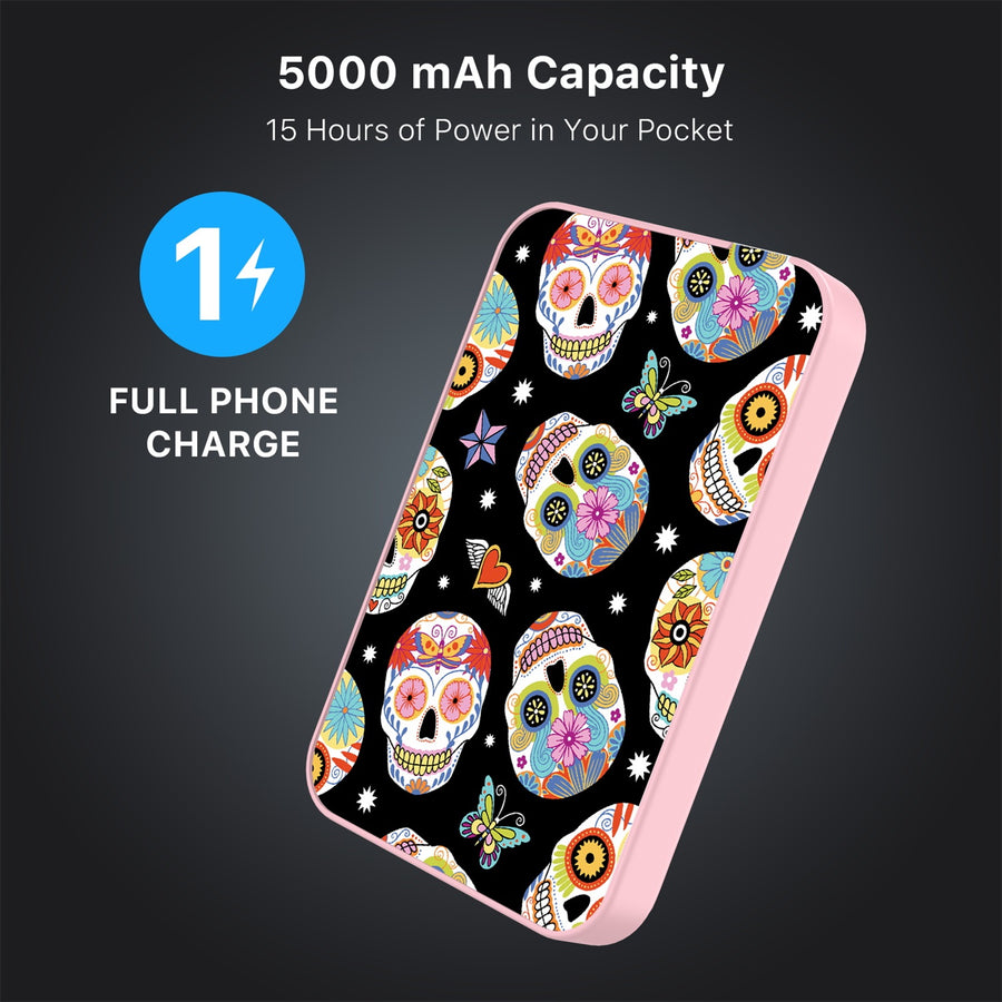 MyBat Design Lab 5000mAh Magnetic Wireless Power Bank - Pink - Day of the Dead - MPBBAT133-PK-056-8.jpg