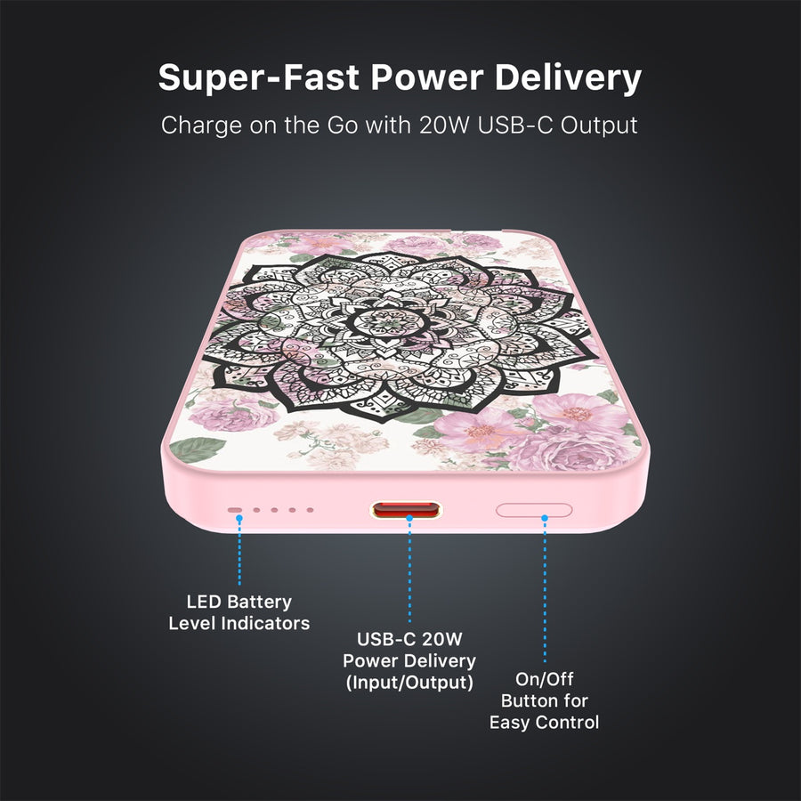 MyBat Design Lab 5000mAh Magnetic Wireless Power Bank - Pink - Mandala - MPBBAT133-PK-113-7.jpg