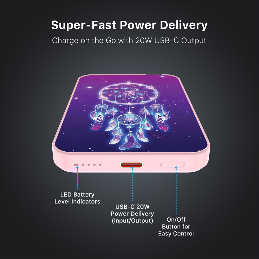MyBat Design Lab 5000mAh Magnetic Wireless Power Bank - Pink - Neon Dreamcatcher - MPBBAT133-PK-114-7.jpg