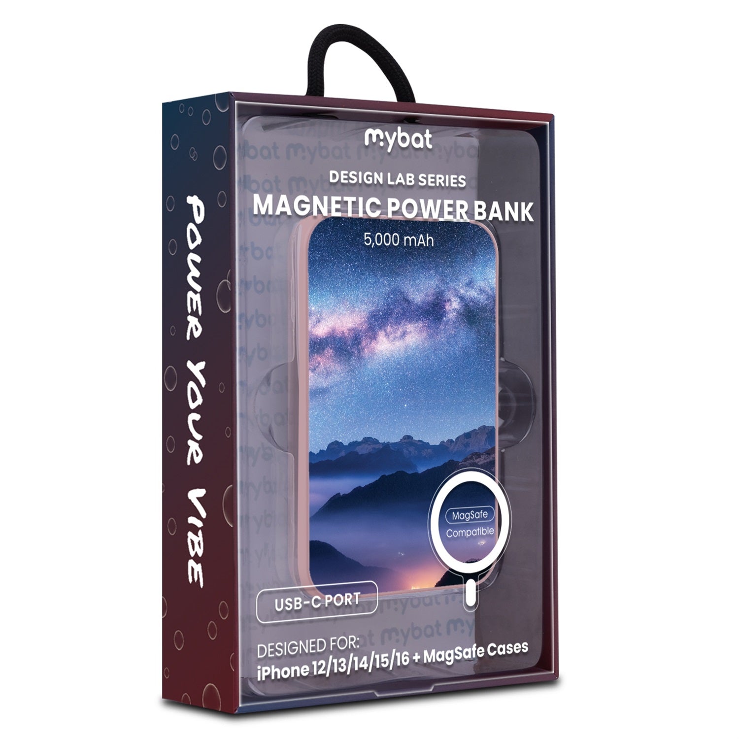 MyBat Design Lab 5000mAh Magnetic Wireless Power Bank - Pink - Celestial Mountains