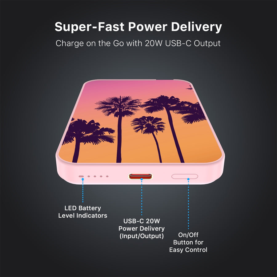 MyBat Design Lab 5000mAh Magnetic Wireless Power Bank - Pink - Palm Tree Sunset - MPBBAT133-PK-136-7.jpg