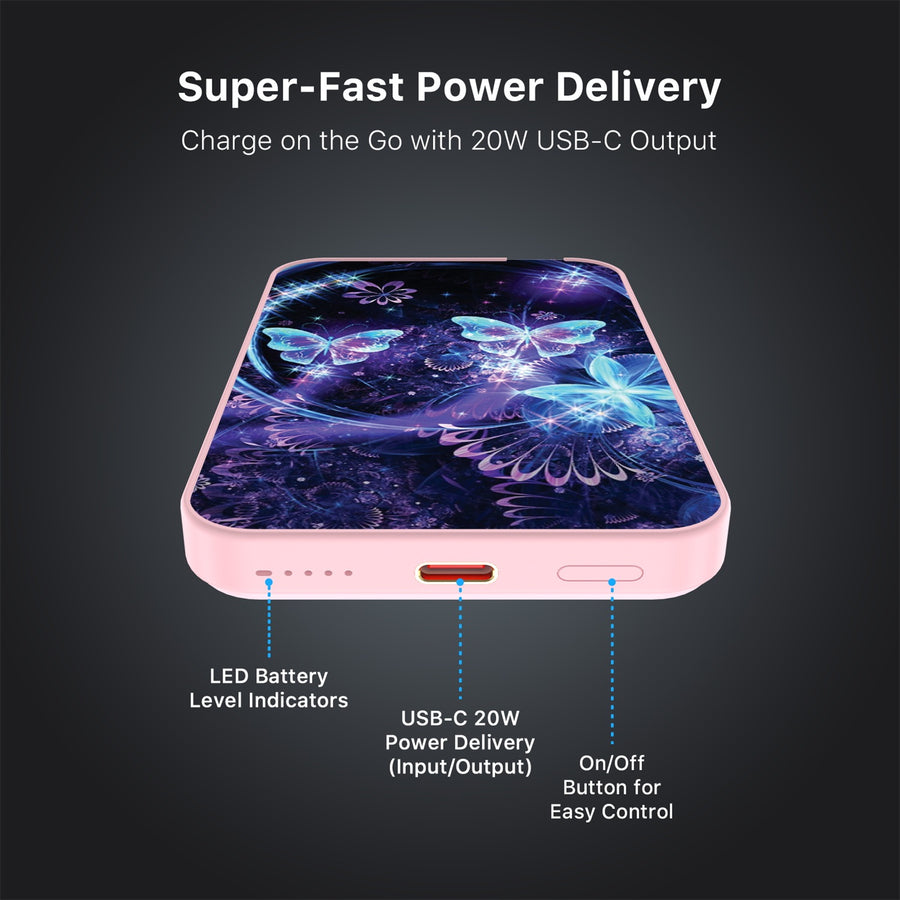 MyBat Design Lab 5000mAh Magnetic Wireless Power Bank - Pink - Butterfly Magic - MPBBAT133-PK-164-7.jpg