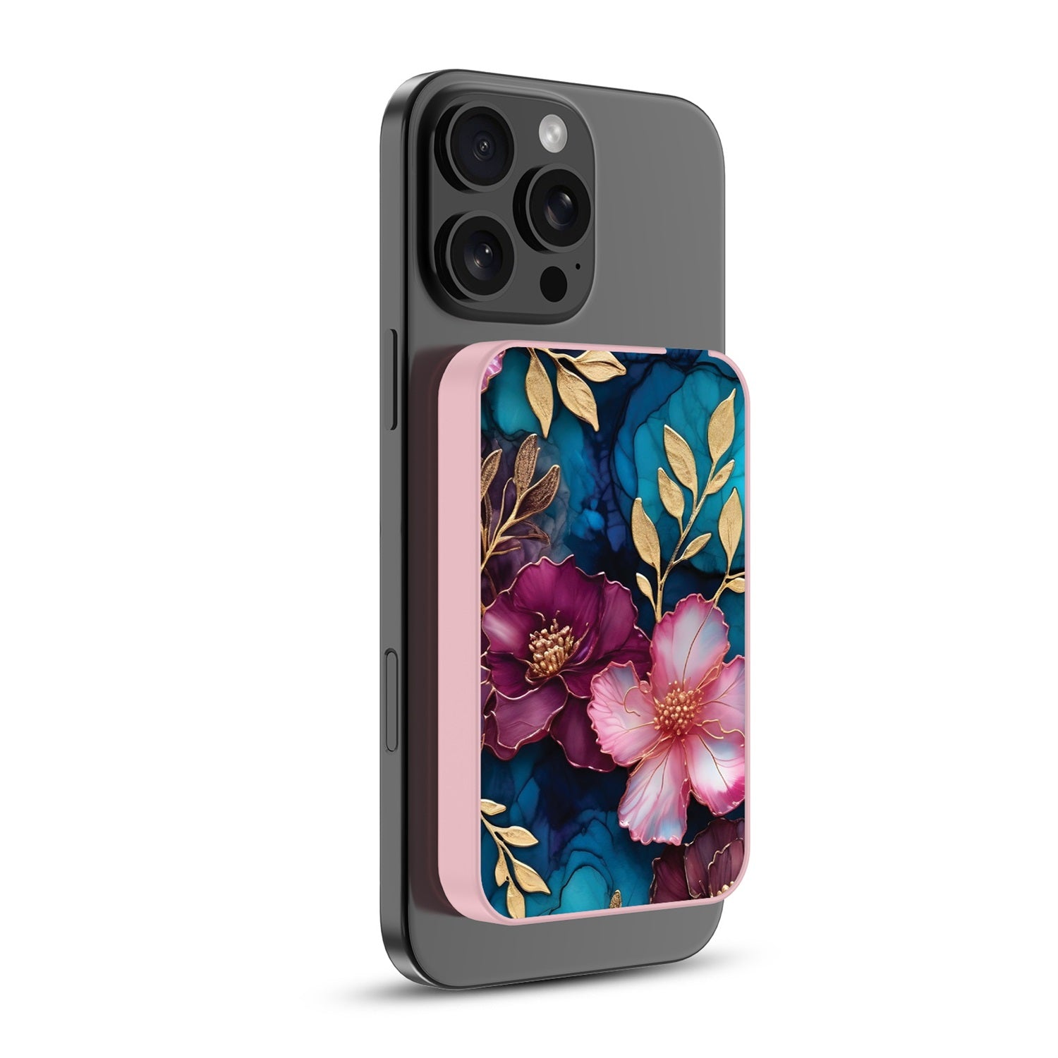 MyBat Design Lab 5000mAh Magnetic Wireless Power Bank - Pink - Gilded Petals - MPBBAT133-PK-188-2.jpg
