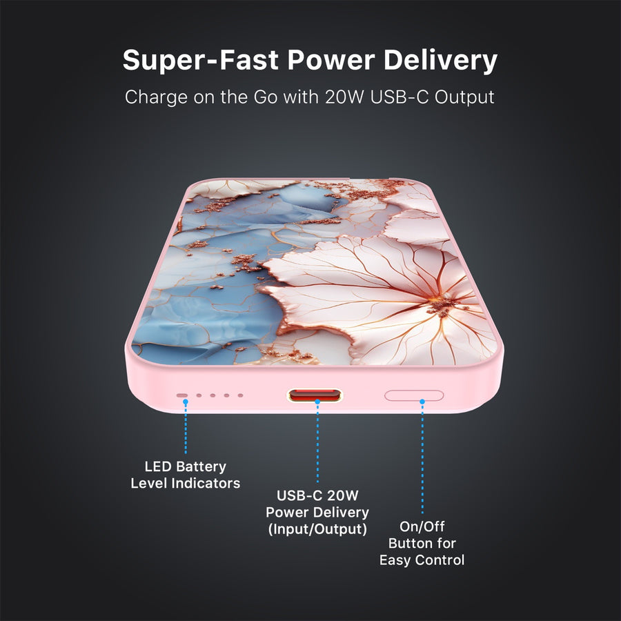 MyBat Design Lab 5000mAh Magnetic Wireless Power Bank - Pink - Petal Veins - MPBBAT133-PK-214-7.jpg