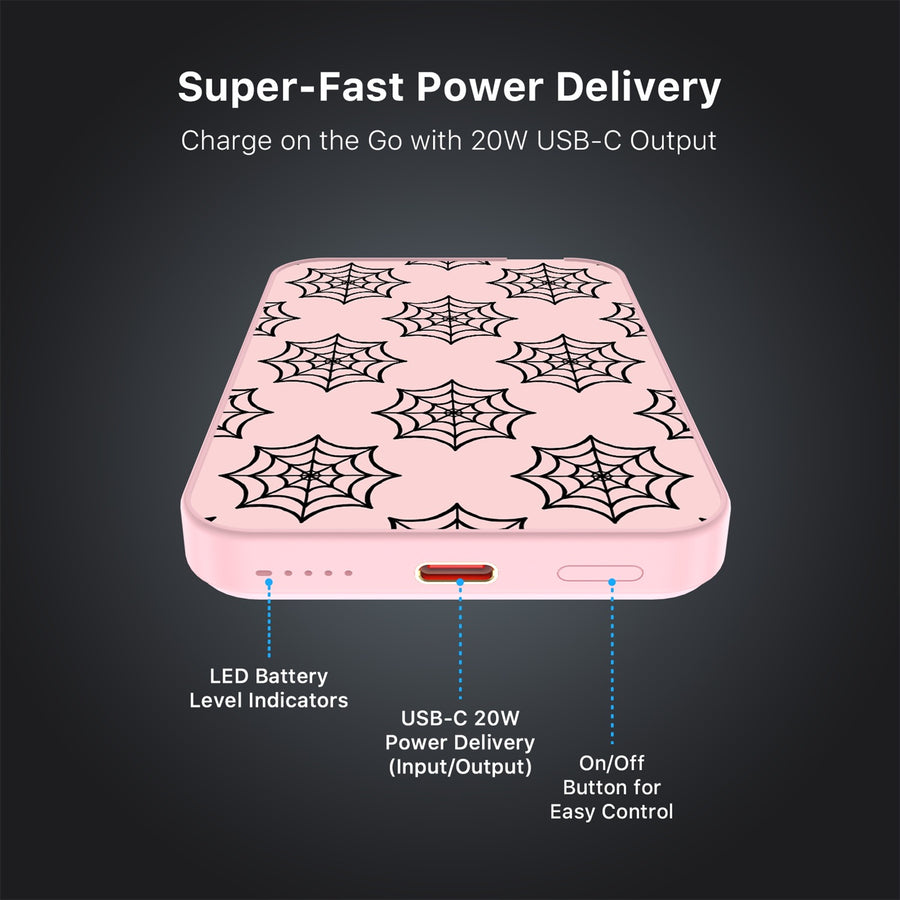 MyBat Design Lab 5000mAh Magnetic Wireless Power Bank - Pink - Pink Spider Web - MPBBAT133-PK-227-7.jpg