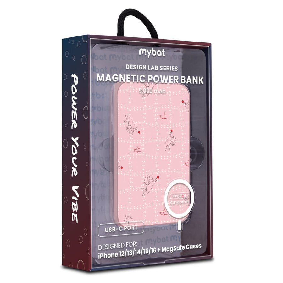 MyBat Design Lab 5000mAh Magnetic Wireless Power Bank - Pink - Cupid's Bow