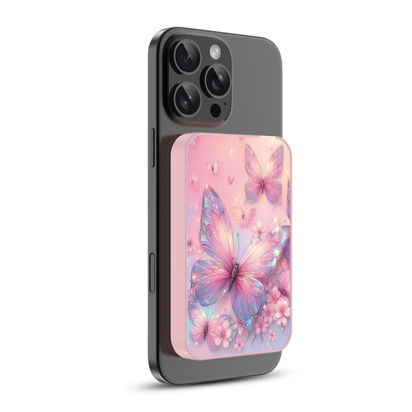 MyBat Design Lab 5000mAh Magnetic Wireless Power Bank - Pink - Pink Butterflies - MPBBAT133-PK-361-2.jpg