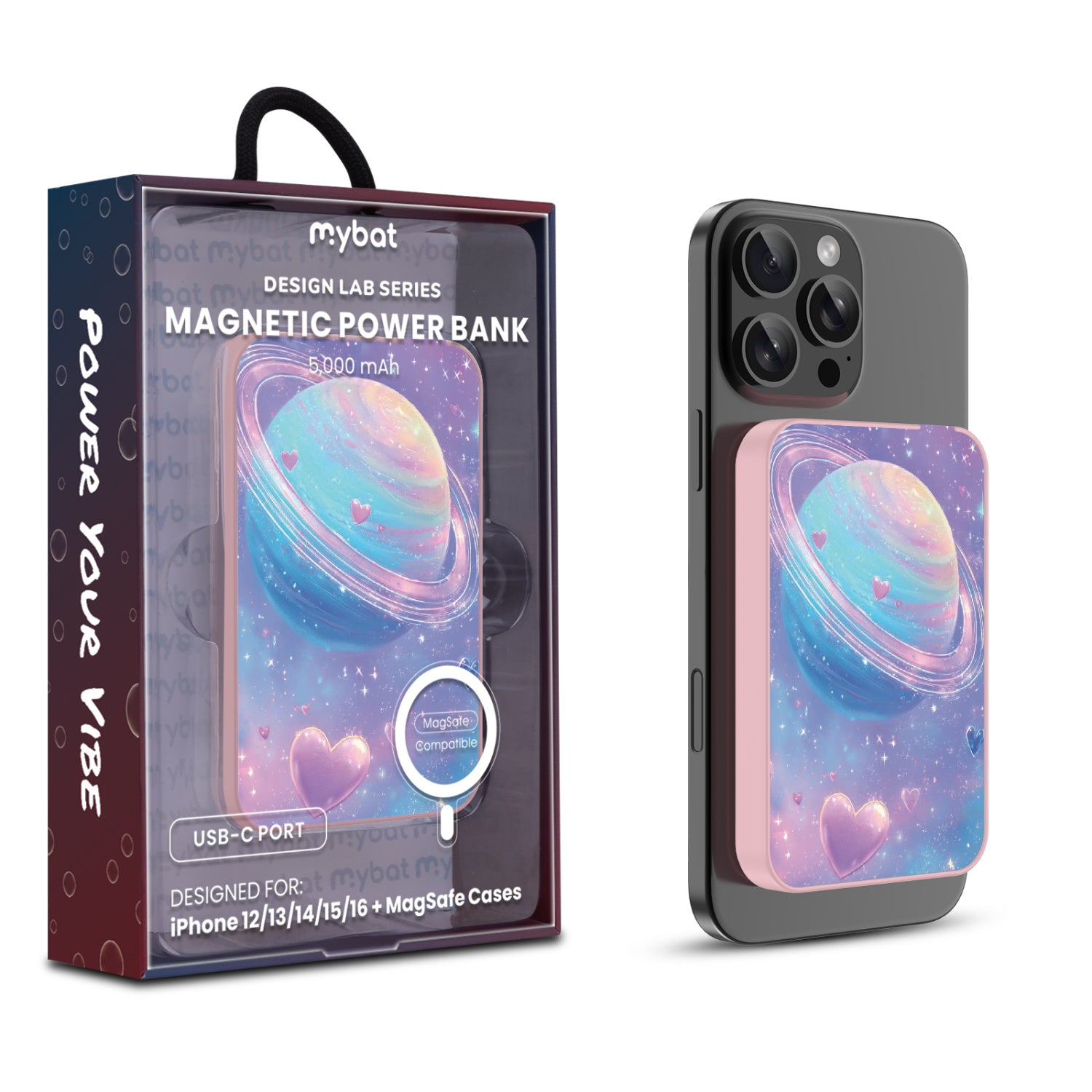 MyBat Design Lab 5000mAh Magnetic Wireless Power Bank - Pink - Planetary Love - MPBBAT133-PK-372-1.jpg